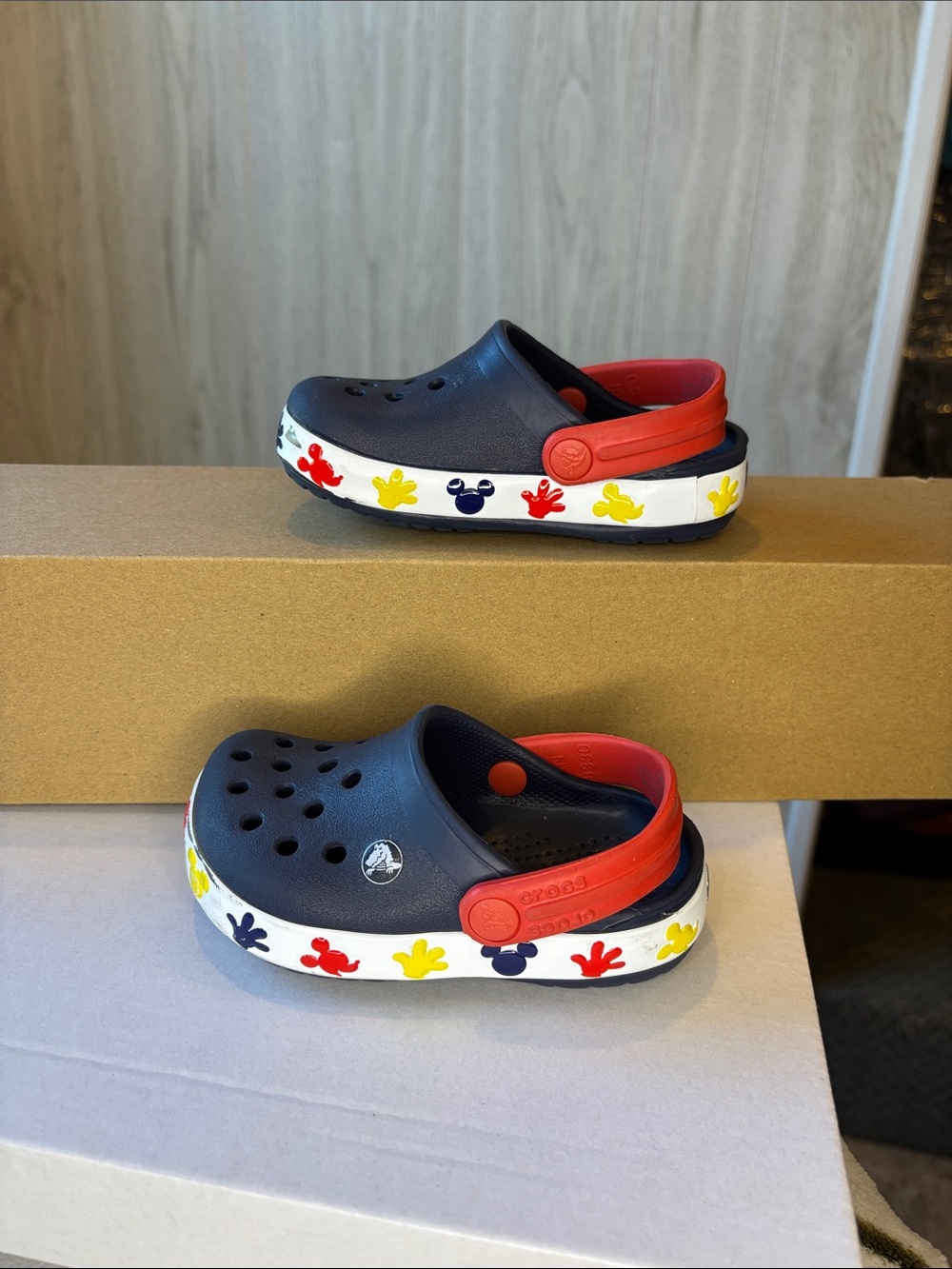 CROCS Kids Navy with Red Strap and Multicolor Mickey Clog